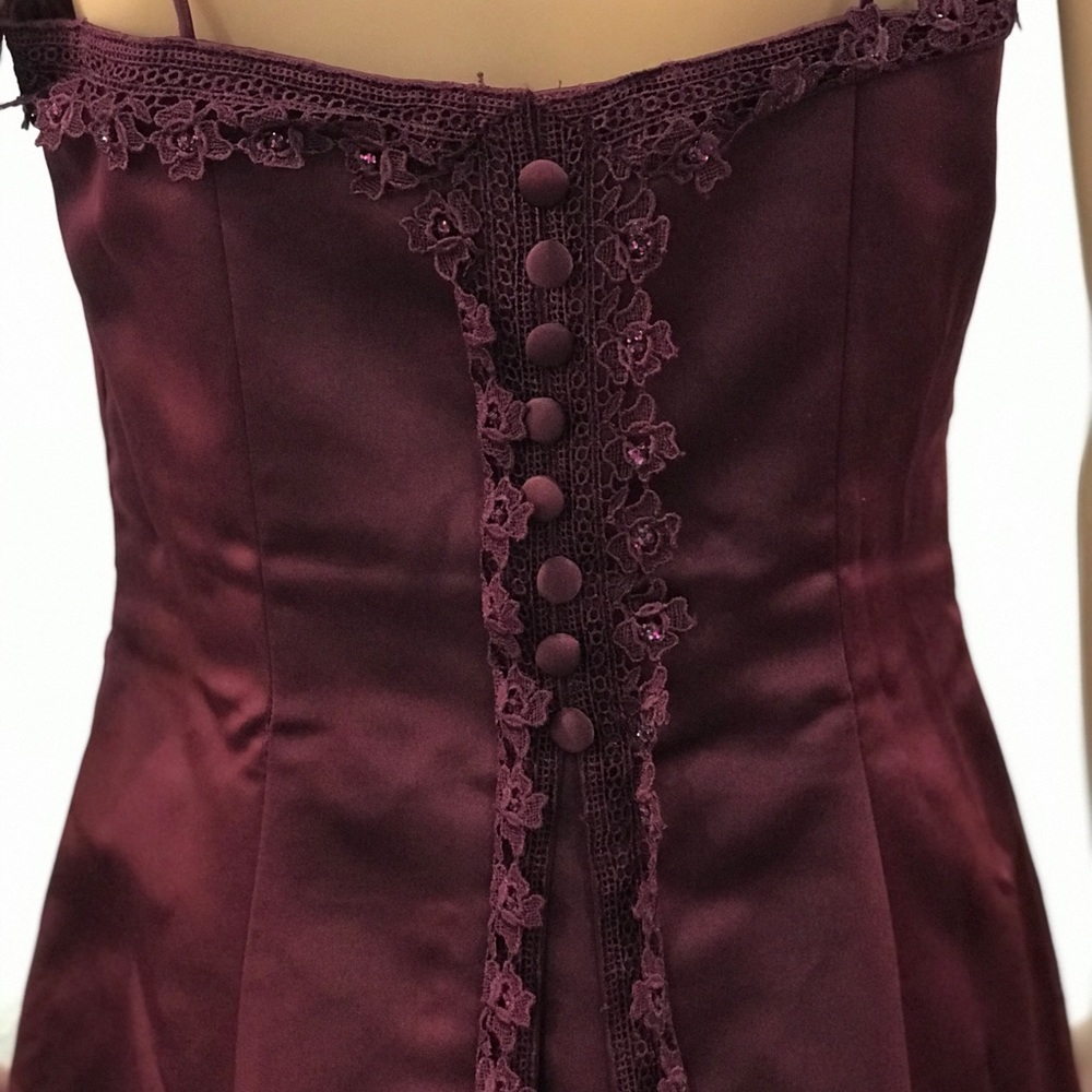 Merlot Red Long Train Mermaid Gown Cocktail Dress - Picture 6 of 14